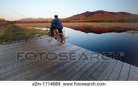 Pondicherry Wildlife Refuge - Mountain biker takes in the scenic view from along the Presidential Range Rail Trail / Cohos Trail near Cherry Pond in Jefferson, New Hampshire USA during the spring months View Large Photo Image Stock Photo - Pondicherry Wildlife Refuge - Mountain biker takes in the scenic view from along the Presidential Range Rail Trail / Cohos Trail near Cherry Pond in Jefferson, New Hampshire USA during the spring months. Fotosearch