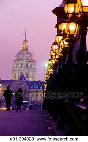 Pont Alexandre III and H? tel des Invalides at dusk. Paris. France View Large Photo Image Stock Photo - Pont Alexandre III and H? tel des Invalides at dusk. Paris. France. Fotosearch