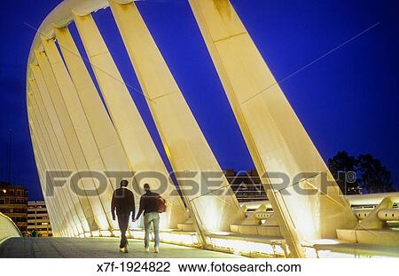Pont de l? Exposici? (aka? La Peineta? or? Alameda Bridge? ) by Santiago Calatrava, in Jardi del Turia gardens, Valencia, Spain View Large Photo Image Stock Image - Pont de l? Exposici? (aka? La Peineta? or? Alameda Bridge? ) by Santiago Calatrava, in Jardi del Turia gardens, Valencia, Spain. Fotosearch