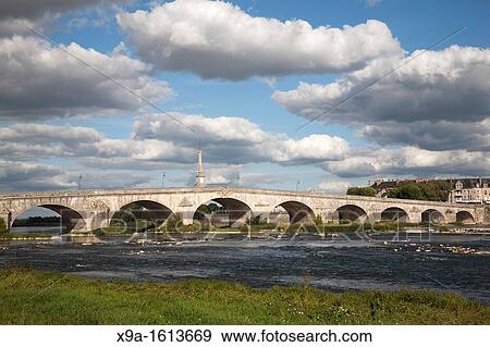Pont Jaques Gabriel Bridge, Loire River, Loire Valley, Blois, France, Europe View Large Photo Image Stock Photo - Pont Jaques Gabriel Bridge, Loire River, Loire Valley, Blois, France, Europe. Fotosearch