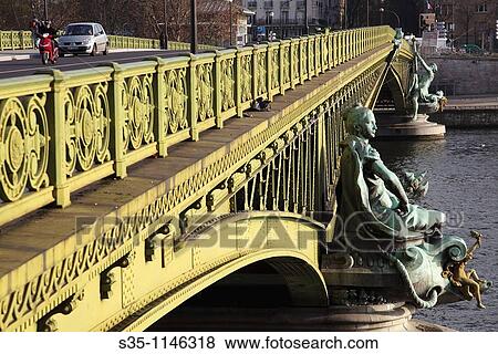 Stock Photo - Pont Mirabeau over River Seine, Paris, Ile-de-France, France. Fotosearch