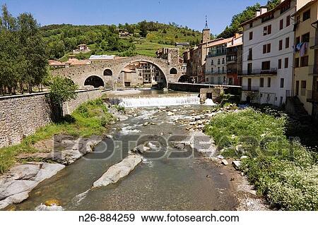 Pont Nou. Siglo XII. Rio Ter. Camprod? n, Ripoll? s, Girona, Catalunya, Espaa. View Large Photo Image Stock Photo - Pont Nou. Siglo XII. Rio Ter. Camprod? n, Ripoll? s, Girona, Catalunya, Espaa.. Fotosearch