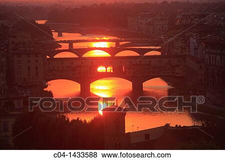 Ponte Vecchio at sunset, Florence, Tuscany, Italy View Large Photo Image Stock Photo - Ponte Vecchio at sunset, Florence, Tuscany, Italy. Fotosearch