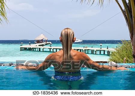 Stock Photograph - Pool of Eriyadu Island, North Male Atoll, Maldives. Fotosearch