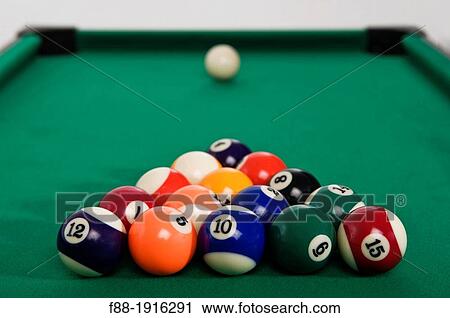 Stock Image - Pool table with balls. Fotosearch