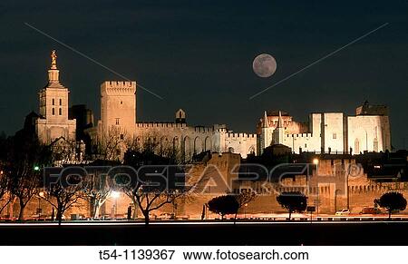 Popepalace in Avignon in a Fullmoon Night View Large Photo Image Stock Photo - Popepalace in Avignon in a Fullmoon Night. Fotosearch