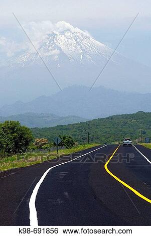 Stock Photograph - Popocat? petl volcano (5. 452m. ). Puebla. Mexico.. Fotosearch