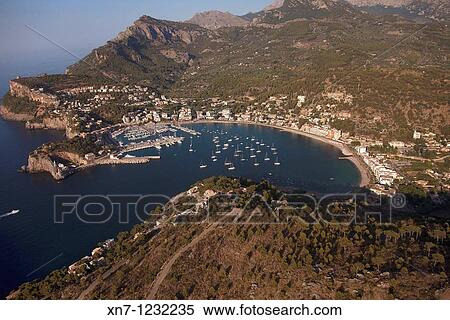 Port de Soller, Mallorca, Balearic Islands, Spain View Large Photo Image Stock Photography - Port de Soller, Mallorca, Balearic Islands, Spain. Fotosearch