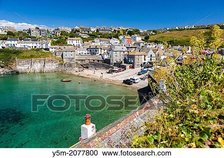 Stock Image - Port Isaac (Cornish: Porthysek), a small and picturesque fishing village on the Atlantic Coast of north Cornwall, England, United Kingdom.. Fotosearch