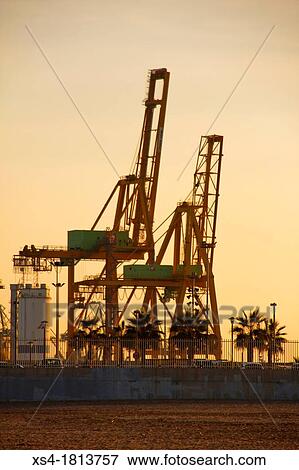 Port of Valencia from the Malvarrosa beach, Valencia, Spain, Europe View Large Photo Image Stock Photo - Port of Valencia from the Malvarrosa beach, Valencia, Spain, Europe. Fotosearch