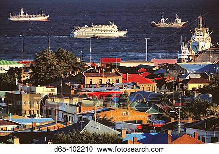 Port view from Mirador de la Cruz, Punta Arenas. Chile View Large Photo Image Stock Image - Port view from Mirador de la Cruz, Punta Arenas. Chile. Fotosearch