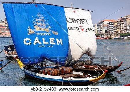 Stock Image - Port Wine Boats, Douro River, Porto, Portugal.. Fotosearch