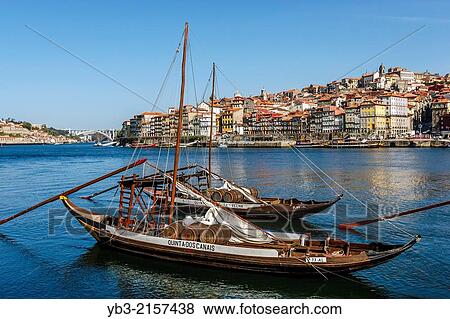 Port Wine Boats, Douro River, Porto, Portugal. View Large Photo Image Stock Photo - Port Wine Boats, Douro River, Porto, Portugal.. Fotosearch