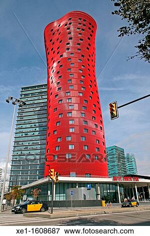 Porta Fira Hotel and Torre Realia, 2010, arq. Toyo Ito, Hospitalet de Llobregat, Catalonia, Spain View Large Photo Image Stock Photo - Porta Fira Hotel and Torre Realia, 2010, arq. Toyo Ito, Hospitalet de Llobregat, Catalonia, Spain. Fotosearch