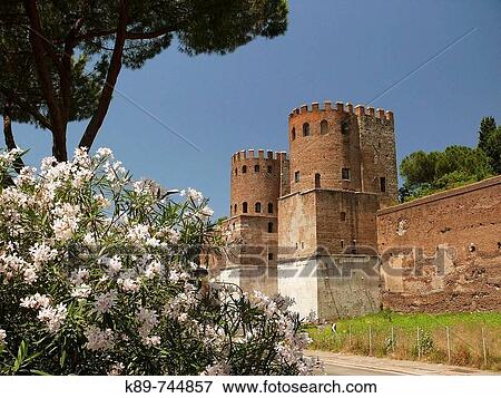 Porta San Sebastiano, Aurelian Wall, Rome. Lazio, Italy View Large Photo Image Stock Photo - Porta San Sebastiano, Aurelian Wall, Rome. Lazio, Italy. Fotosearch
