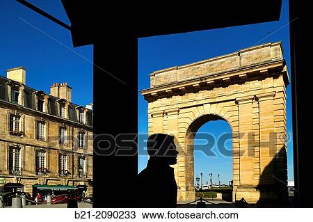 Stock Image - Porte de Bourgogne (1751-1757) at Bordeaux, Gironde, Aquitaine, France. Fotosearch
