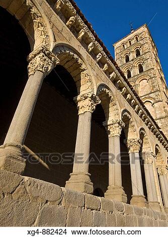 Portico and bell tower of the Romanesque church of San Esteban - XIII Century - Segovia - Castilla-Le? n - Spain View Large Photo Image Picture - Portico and bell tower of the Romanesque church of San Esteban - XIII Century - Segovia - Castilla-Le? n - Spain. Fotosearch