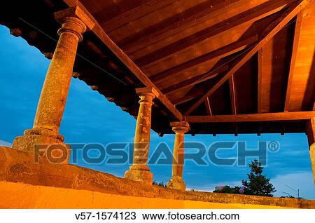 Portico of San Roque chapel, night view. Lastres, Asturias province, Spain. View Large Photo Image Stock Image - Portico of San Roque chapel, night view. Lastres, Asturias province, Spain.. Fotosearch