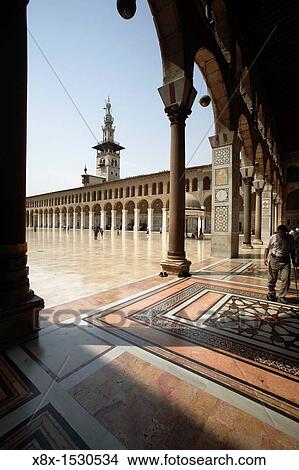 Portico of the Umayyad Mosque, Damascus, Syria View Large Photo Image Picture - Portico of the Umayyad Mosque, Damascus, Syria. Fotosearch