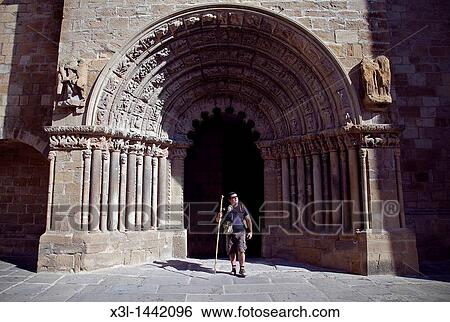 Portico Santiago church Puente la Reina Gares Navarra Spain View Large Photo Image Stock Photograph - Portico Santiago church Puente la Reina Gares Navarra Spain. Fotosearch