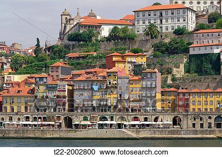 Porto (Portugal). Old town of Porto along the Douro River. View Large Photo Image Stock Image - Porto (Portugal). Old town of Porto along the Douro River.. Fotosearch