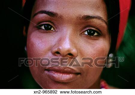 Stock Image - Portrait, Brazilian Indian Woman. Fotosearch