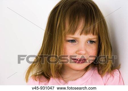 Stock Photo - Portrait of 3 year old girl. Fotosearch