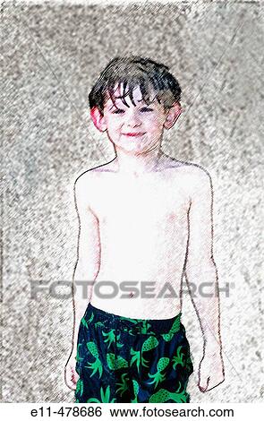 Portrait of 6 year old boy in color pencil rendering View Large Photo Image Stock Photograph - Portrait of 6 year old boy in color pencil rendering. Fotosearch