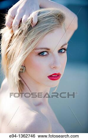 Portrait of a 19 year old blond woman looking directly at camera View Large Photo Image Stock Photograph - Portrait of a 19 year old blond woman looking directly at camera. Fotosearch