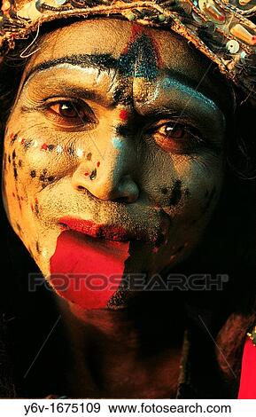 Stock Photo - Portrait of a bahurupia, a hindu man belonging to an untouchable goup who is dressed and made up as the hindu goddess Kali. From Rajasthan, India.. Fotosearch