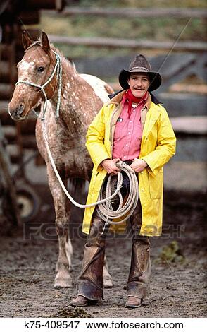 Portrait of a cowboy and his horse View Large Photo Image Stock Photo - Portrait of a cowboy and his horse. Fotosearch
