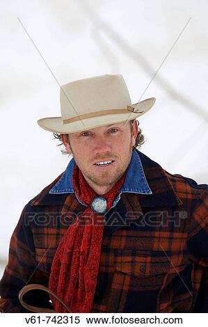 Stock Photography - Portrait of a cowboy, Shell, Wyoming. Fotosearch