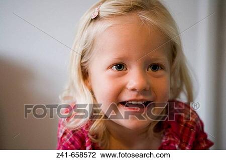 Portrait of a little blond girl View Large Photo Image Stock Image - Portrait of a little blond girl. Fotosearch