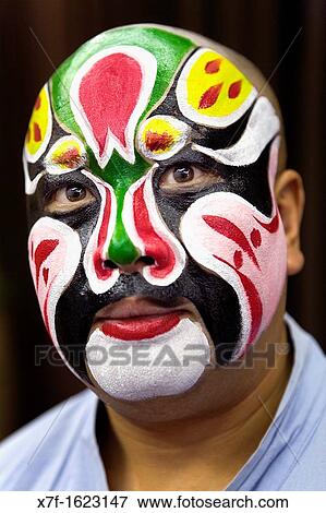 Stock Photo - Portrait of a male Pekin opera performer Laoshe Teahouse N? 3 Qianmen Avenue West, Beijing, China. Fotosearch