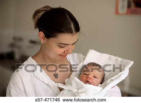 portrait of a new born baby-girl (two days old) with her mother View Large Photo Image Stock Photograph - portrait of a new born baby-girl (two days old) with her mother. Fotosearch