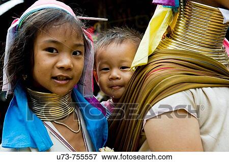 Portrait of a Paudong long neck woman View Large Photo Image Stock Photo - Portrait of a Paudong long neck woman. Fotosearch
