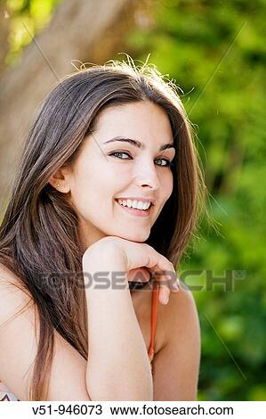 Portrait of a smiling woman View Large Photo Image Stock Image - Portrait of a smiling woman. Fotosearch