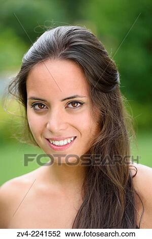 Portrait of a young attractive woman in an open-air bath. View Large Photo Image Stock Image - Portrait of a young attractive woman in an open-air bath.. Fotosearch