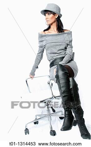 Portrait of a young fashioned woman View Large Photo Image Stock Image - Portrait of a young fashioned woman. Fotosearch