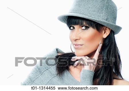 Portrait of a young fashioned woman View Large Photo Image Stock Photography - Portrait of a young fashioned woman. Fotosearch