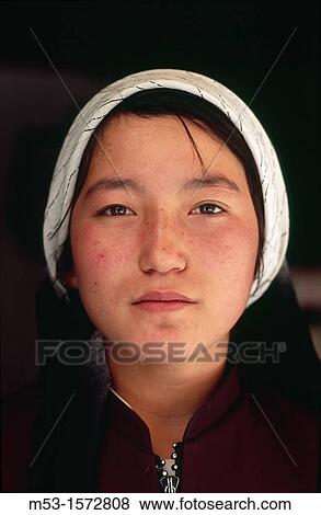 Portrait of a young Uyghur woman Kashgar Xinhiang China View Large Photo Image Stock Photo - Portrait of a young Uyghur woman Kashgar Xinhiang China. Fotosearch