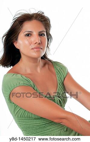 Stock Photo - Portrait of attractive mature hispanic woman. Fotosearch