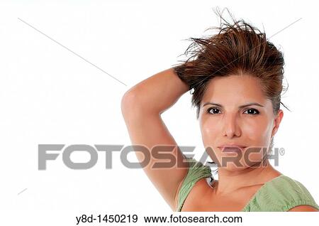 Stock Photo - Portrait of attractive mature hispanic woman. Fotosearch