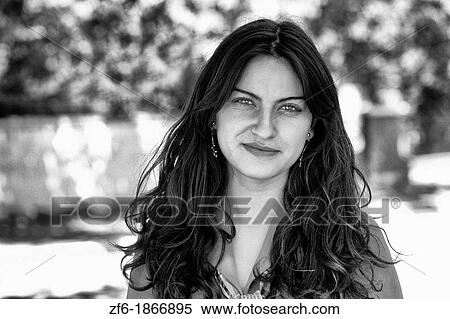 Stock Photography - Portrait of beautiful local woman Chile South America. Fotosearch