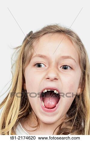 Stock Image - Portrait of blonde girl nicked. Fotosearch