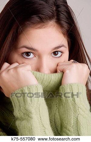 Stock Image - Portrait of caucasian-hispanic woman in her twenties.. Fotosearch