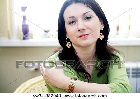 Stock Image - Portrait of Caucasian woman. Fotosearch