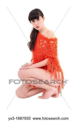Stock Image - Portrait of charming girl, isolated on white. Fotosearch