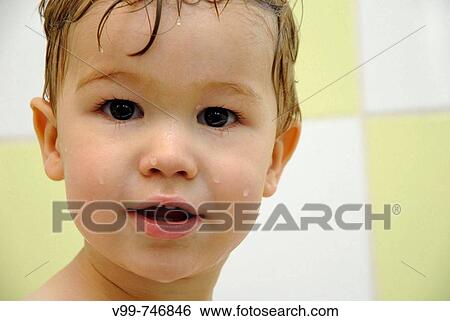 Stock Photograph - portrait of child bath. Fotosearch