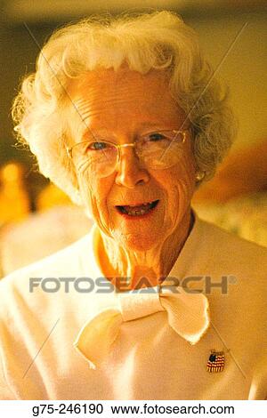 Stock Image - Portrait of elderly woman. Fotosearch